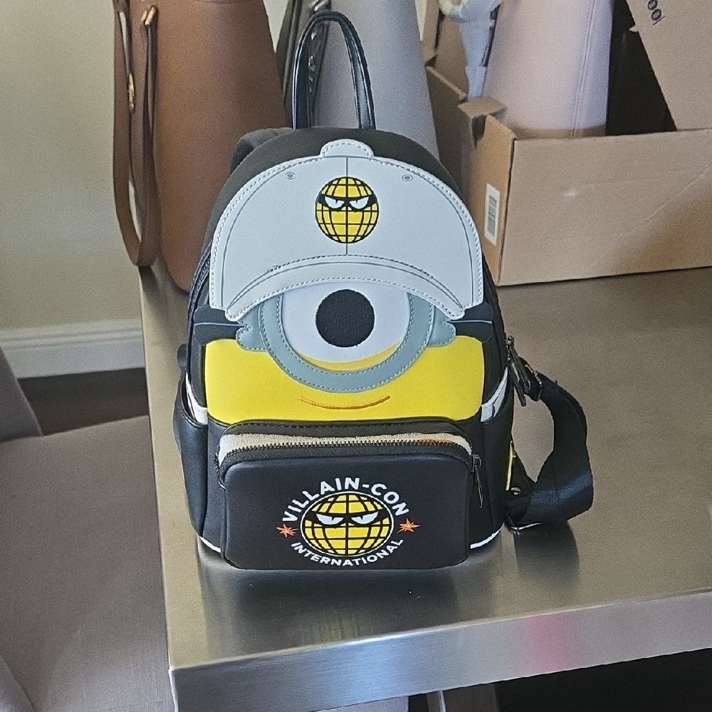 Loungefly Minion Backpack - Black, Yellow, and Gray